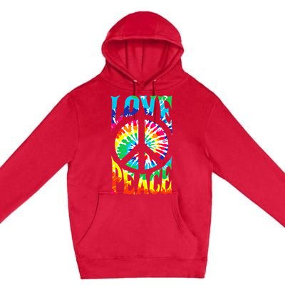 Tie Dye Peace Sign Love 60s 70s Hippie Women Mom Premium Pullover Hoodie