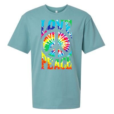 Tie Dye Peace Sign Love 60s 70s Hippie Women Mom Sueded Cloud Jersey T-Shirt