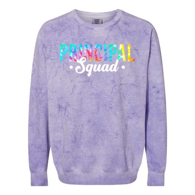 Tie Dye Principal Squad Admin Team Happy First Day Of School Gift Colorblast Crewneck Sweatshirt