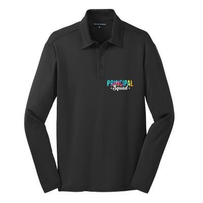 Tie Dye Principal Squad Admin Team Happy First Day Of School Gift Silk Touch Performance Long Sleeve Polo