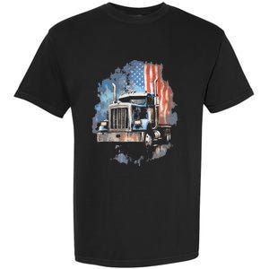 Truck Driver Patriotic American Flag Trucker Semi Driver Usa Garment-Dyed Heavyweight T-Shirt