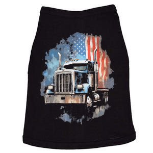 Truck Driver Patriotic American Flag Trucker Semi Driver Usa Doggie Tank