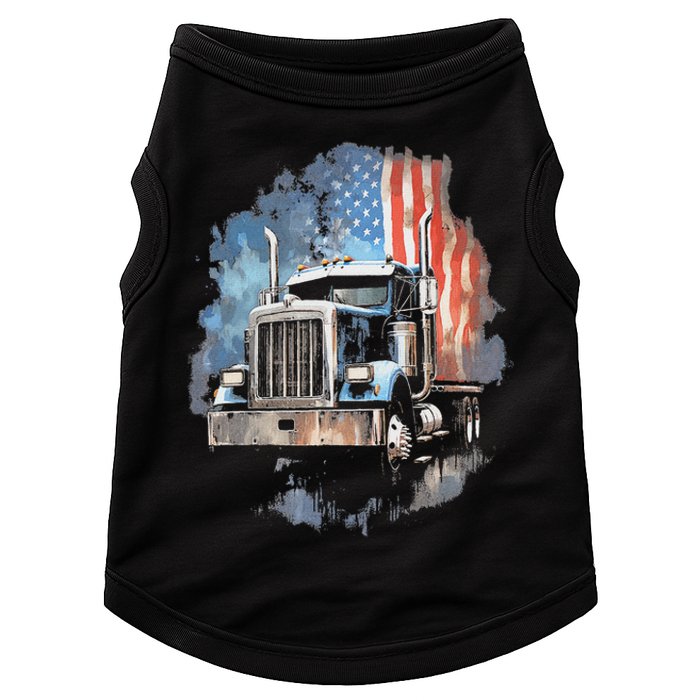 Truck Driver Patriotic American Flag Trucker Semi Driver Usa Doggie Tank