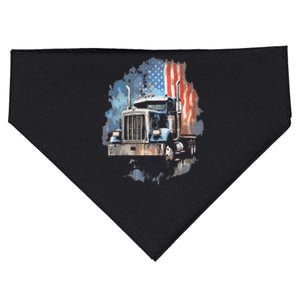 Truck Driver Patriotic American Flag Trucker Semi Driver Usa USA-Made Doggie Bandana