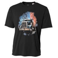 Truck Driver Patriotic American Flag Trucker Semi Driver Usa Cooling Performance Crew T-Shirt