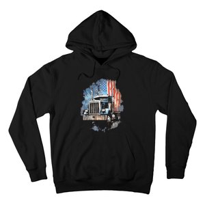 Truck Driver Patriotic American Flag Trucker Semi Driver Usa Hoodie