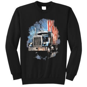 Truck Driver Patriotic American Flag Trucker Semi Driver Usa Sweatshirt