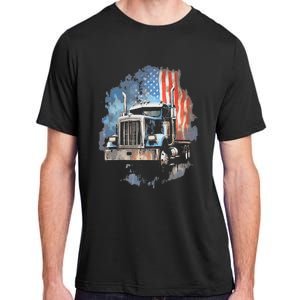 Truck Driver Patriotic American Flag Trucker Semi Driver Usa Adult ChromaSoft Performance T-Shirt