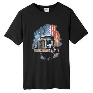 Truck Driver Patriotic American Flag Trucker Semi Driver Usa Tall Fusion ChromaSoft Performance T-Shirt