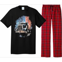 Truck Driver Patriotic American Flag Trucker Semi Driver Usa Pajama Set