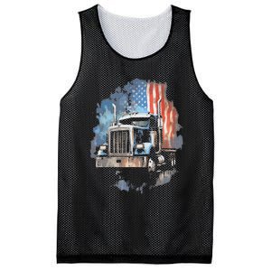 Truck Driver Patriotic American Flag Trucker Semi Driver Usa Mesh Reversible Basketball Jersey Tank