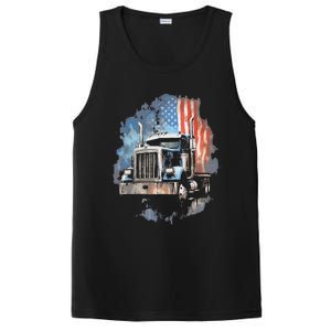 Truck Driver Patriotic American Flag Trucker Semi Driver Usa PosiCharge Competitor Tank