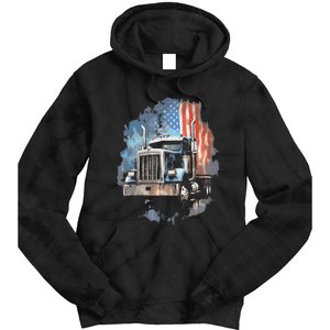 Truck Driver Patriotic American Flag Trucker Semi Driver Usa Tie Dye Hoodie