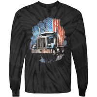 Truck Driver Patriotic American Flag Trucker Semi Driver Usa Tie-Dye Long Sleeve Shirt