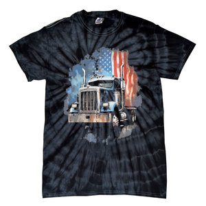 Truck Driver Patriotic American Flag Trucker Semi Driver Usa Tie-Dye T-Shirt