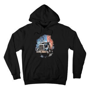 Truck Driver Patriotic American Flag Trucker Semi Driver Usa Tall Hoodie