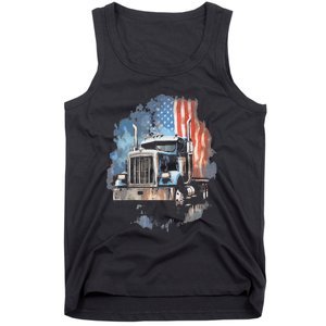 Truck Driver Patriotic American Flag Trucker Semi Driver Usa Tank Top