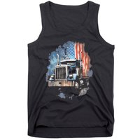 Truck Driver Patriotic American Flag Trucker Semi Driver Usa Tank Top