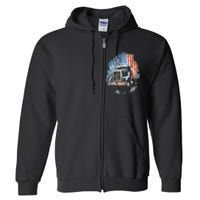 Truck Driver Patriotic American Flag Trucker Semi Driver Usa Full Zip Hoodie