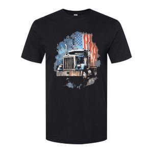 Truck Driver Patriotic American Flag Trucker Semi Driver Usa Softstyle CVC T-Shirt