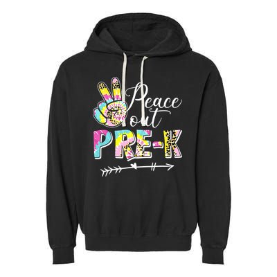 Tie Dye Peace Out PreK Last Day Of School Summer Beach Garment-Dyed Fleece Hoodie