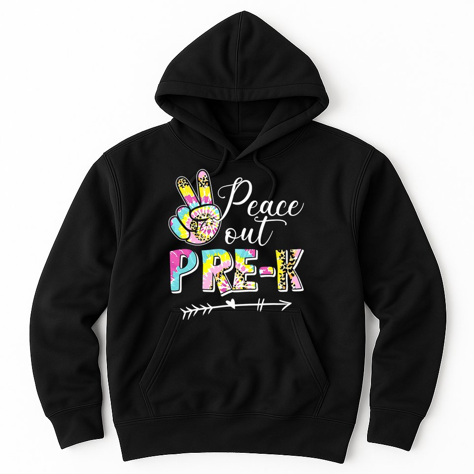 Tie Dye Peace Out PreK Last Day Of School Summer Beach Hoodie
