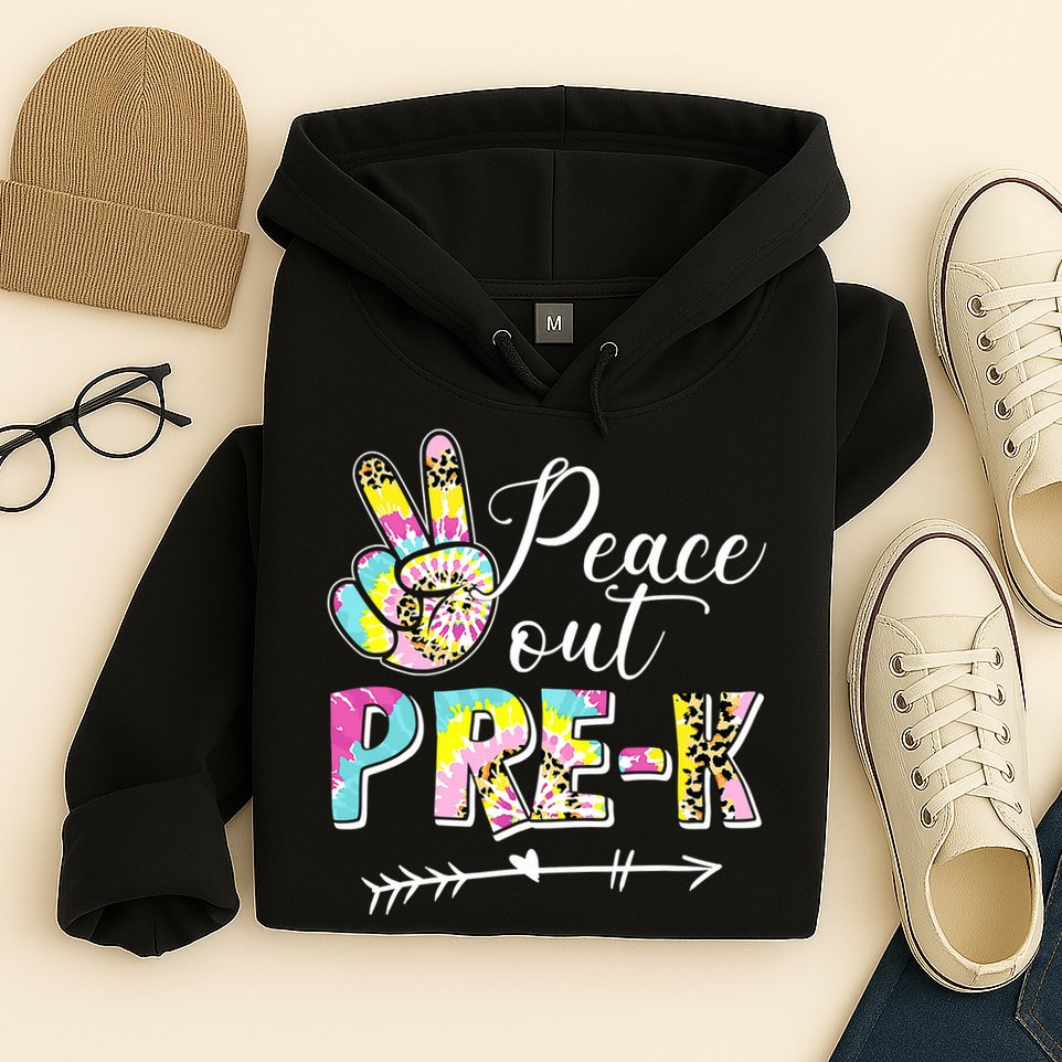 Tie Dye Peace Out PreK Last Day Of School Summer Beach Hoodie