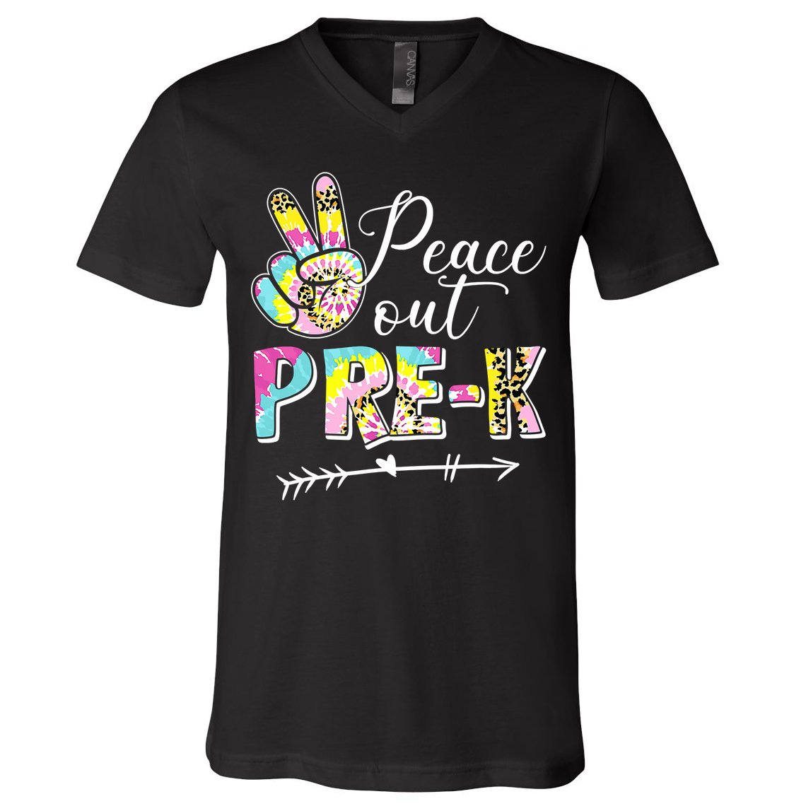 Tie Dye Peace Out PreK Last Day Of School Summer Beach V-Neck T-Shirt