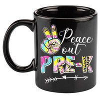 Tie Dye Peace Out PreK Last Day Of School Summer Beach 11oz C Handle Ceramic Mug