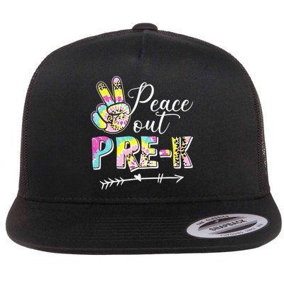 Tie Dye Peace Out PreK Last Day Of School Summer Beach Flatbill Hat