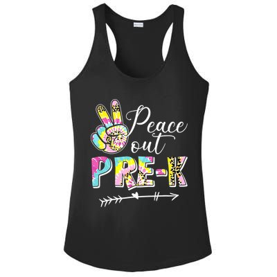 Tie Dye Peace Out PreK Last Day Of School Summer Beach Ladies PosiCharge Competitor Racerback Tank