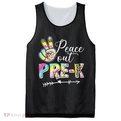 Tie Dye Peace Out PreK Last Day Of School Summer Beach Mesh Reversible Basketball Jersey Tank