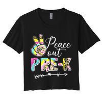 Tie Dye Peace Out PreK Last Day Of School Summer Beach Women's Crop Top Tee