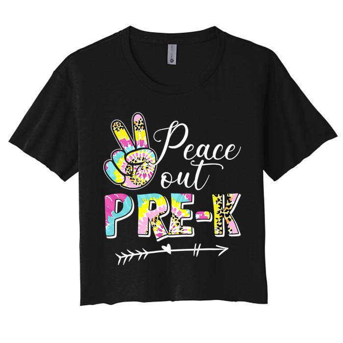 Tie Dye Peace Out PreK Last Day Of School Summer Beach Women's Crop Top Tee