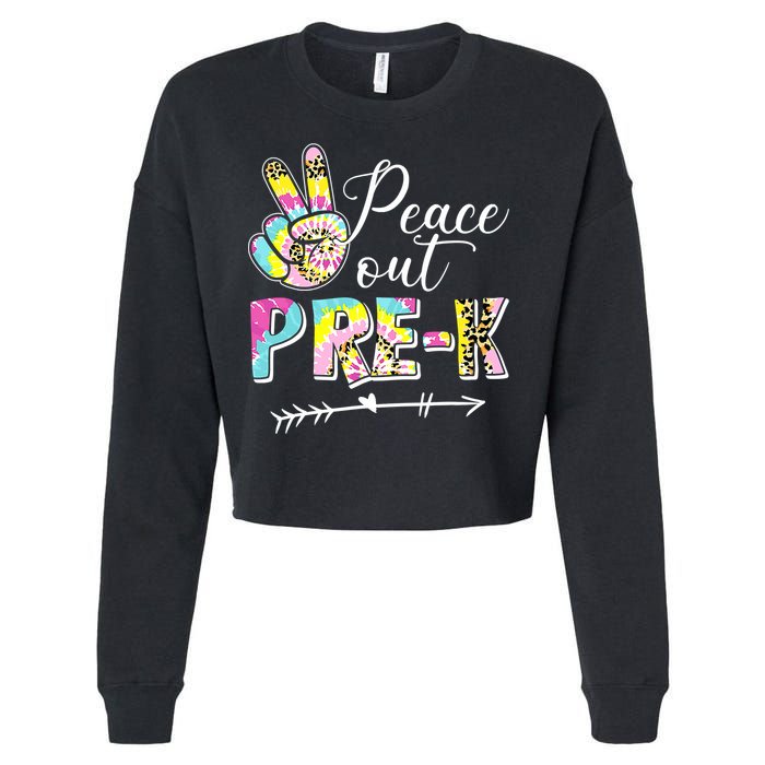 Tie Dye Peace Out PreK Last Day Of School Summer Beach Cropped Pullover Crew