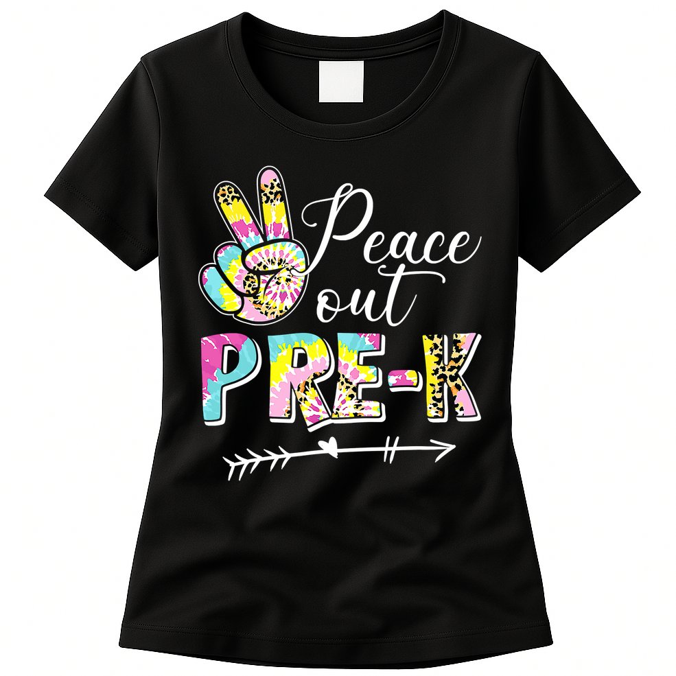 Tie Dye Peace Out PreK Last Day Of School Summer Beach Womens T-Shirt
