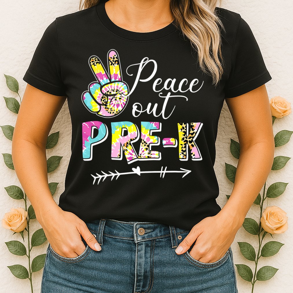 Tie Dye Peace Out PreK Last Day Of School Summer Beach Womens T-Shirt