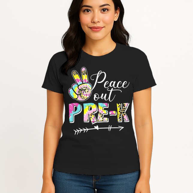 Tie Dye Peace Out PreK Last Day Of School Summer Beach Womens T-Shirt
