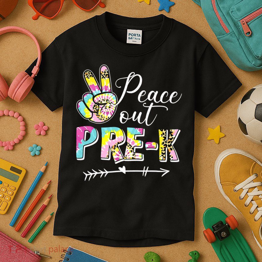 Tie Dye Peace Out PreK Last Day Of School Summer Beach Kids T-Shirt