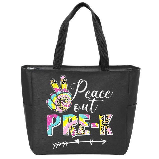 Tie Dye Peace Out PreK Last Day Of School Summer Beach Zip Tote Bag