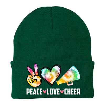 Tie Dye Peace Love Cheer Cheerleading Knit Cap Winter Beanie