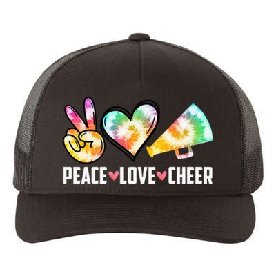 Tie Dye Peace Love Cheer Cheerleading Yupoong Adult 5-Panel Trucker Hat