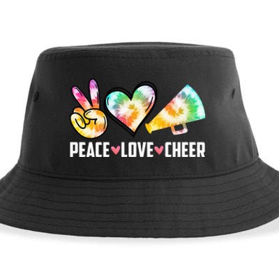 Tie Dye Peace Love Cheer Cheerleading Sustainable Bucket Hat