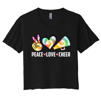 Tie Dye Peace Love Cheer Cheerleading Women's Crop Top Tee