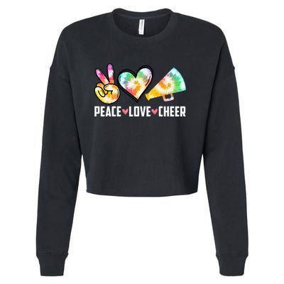 Tie Dye Peace Love Cheer Cheerleading Cropped Pullover Crew