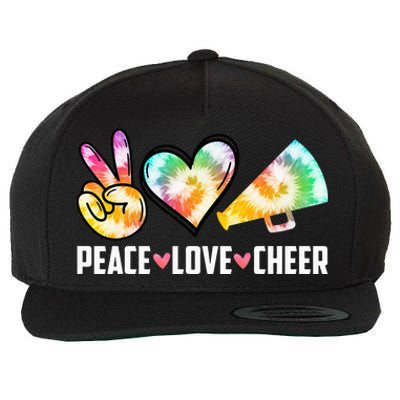 Tie Dye Peace Love Cheer Cheerleading Wool Snapback Cap