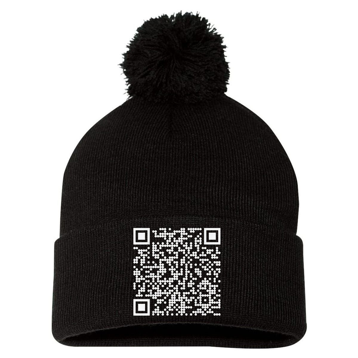 Trump Dance Qr Funny President Trump Dancing Code Pom Pom 12in Knit Beanie