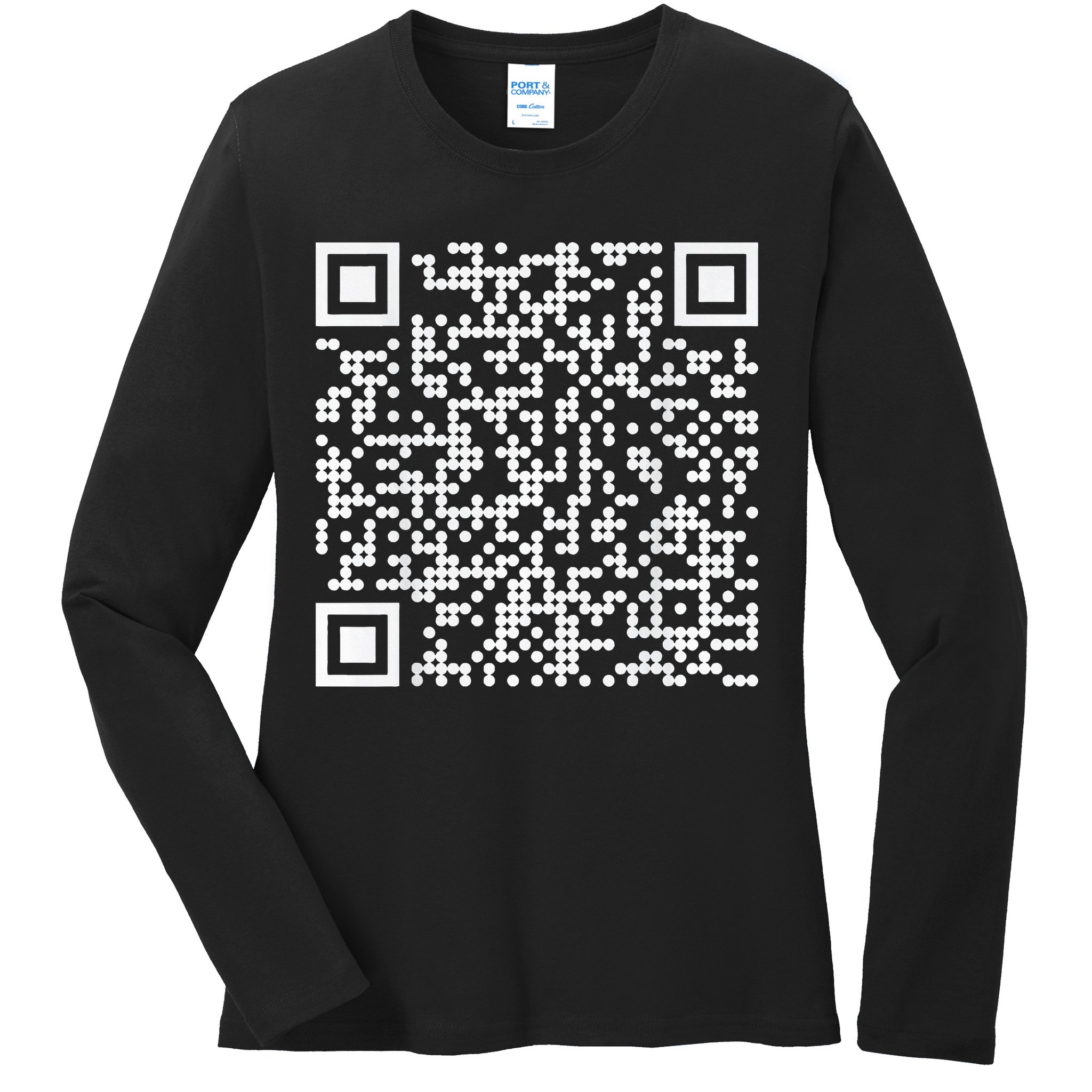 Trump Dance Qr Funny President Trump Dancing Code Ladies Long Sleeve Shirt
