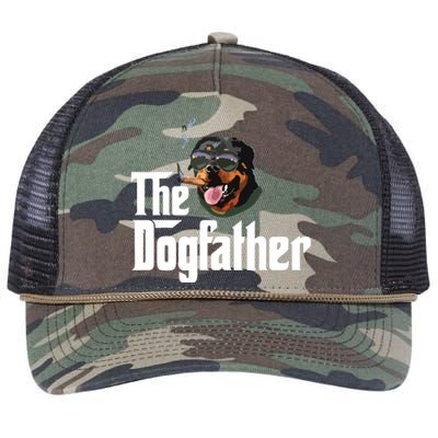 The Dogfather Rottweiler Funny Dog Owner Gift Dog Lover Retro Rope Trucker Hat Cap