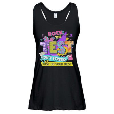 Test Day, Rock The Test Don't Stress Just Do Your Best Ladies Essential Flowy Tank
